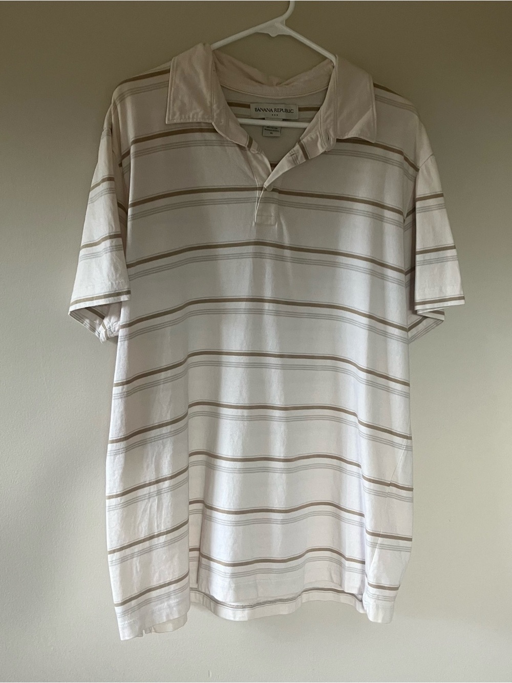 Banana Republic Factory Men's Striped Polo Shirt Size Medium 100% Cotton